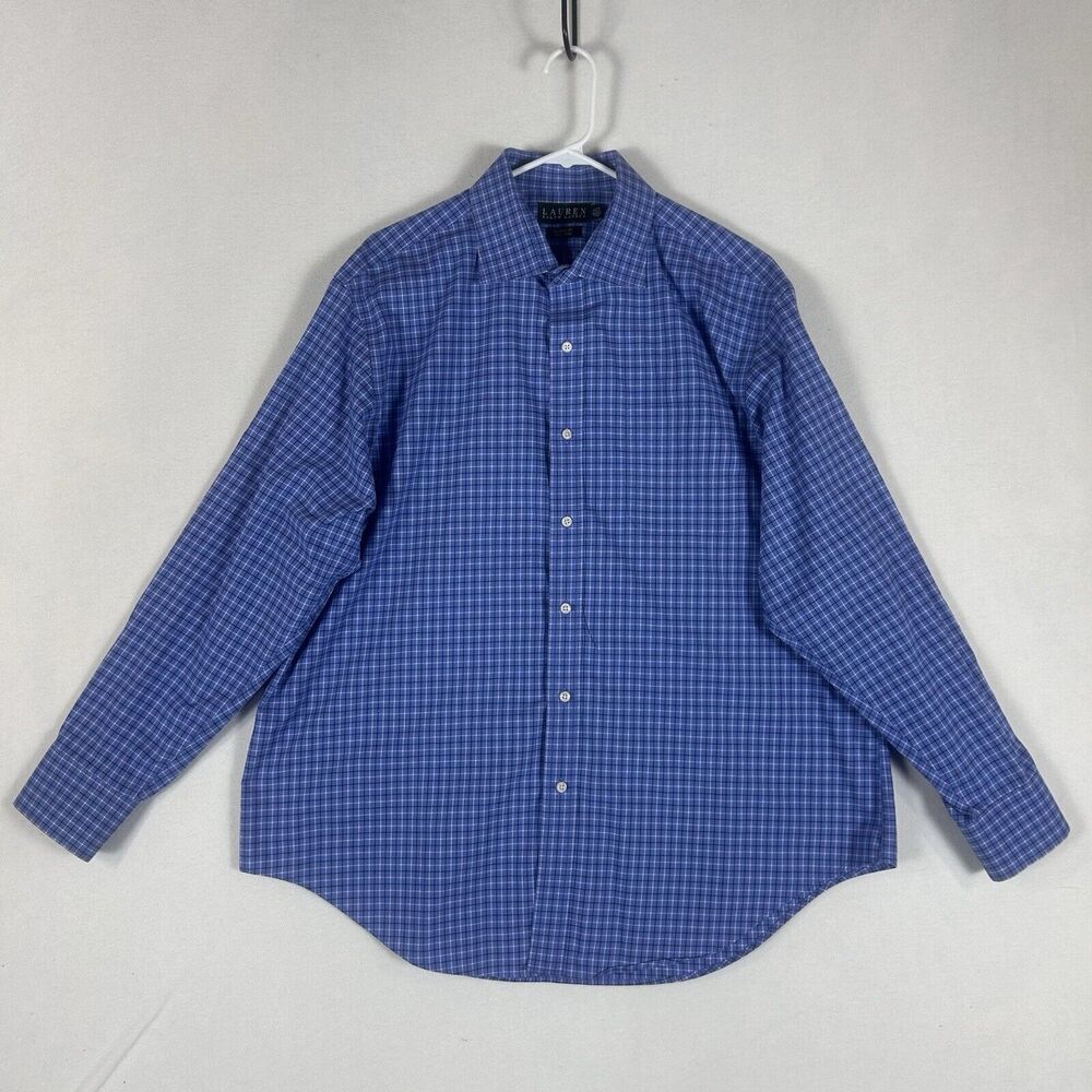 Polo Ralph Lauren Long Sleeve Button Up Shirt Mens 17.5 34/35 Classic Fit Blue